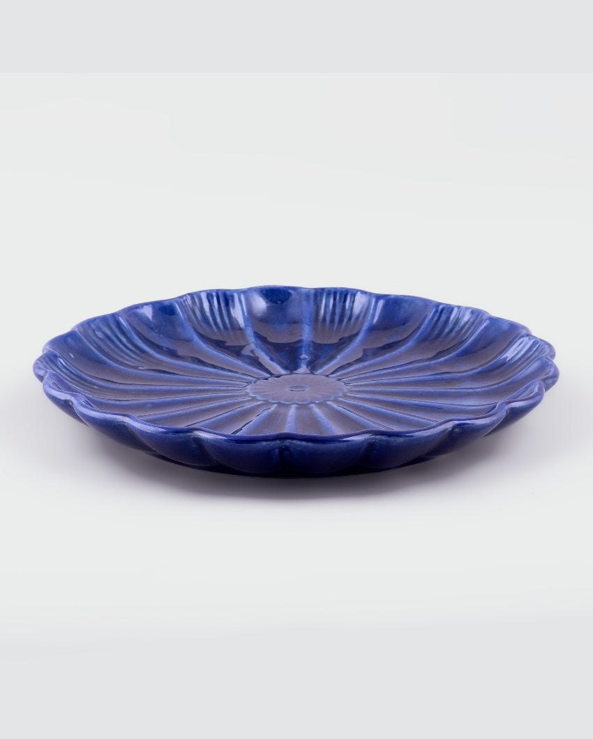 Striking Blue Ceramic Dinner Plates | 10 inches