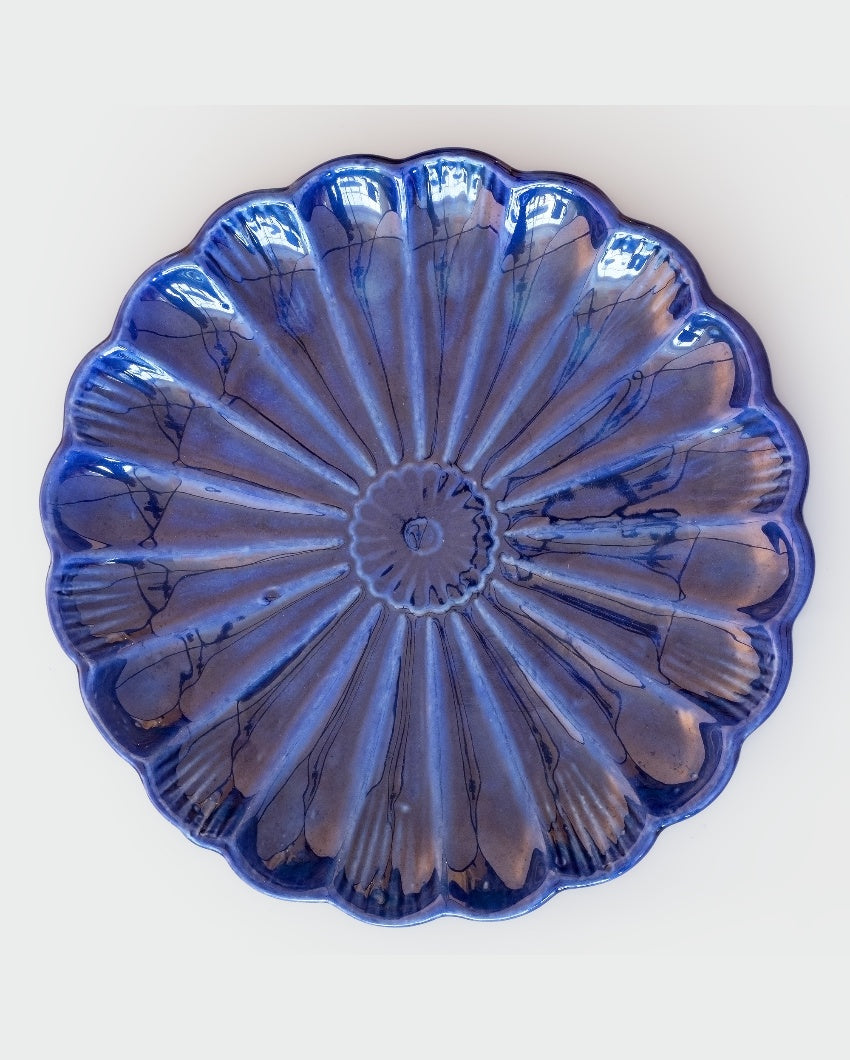 Striking Blue Ceramic Dinner Plates | 10 inches