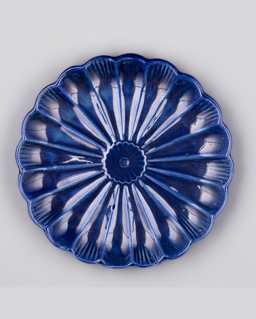 Striking Blue Ceramic Dinner Plates | 10 inches