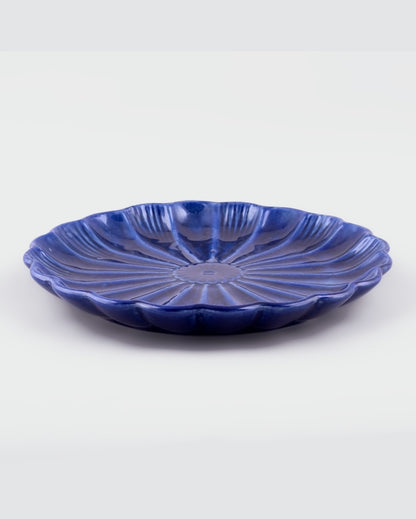 Refined Blue Ceramic Dinner Plates | 7 inches