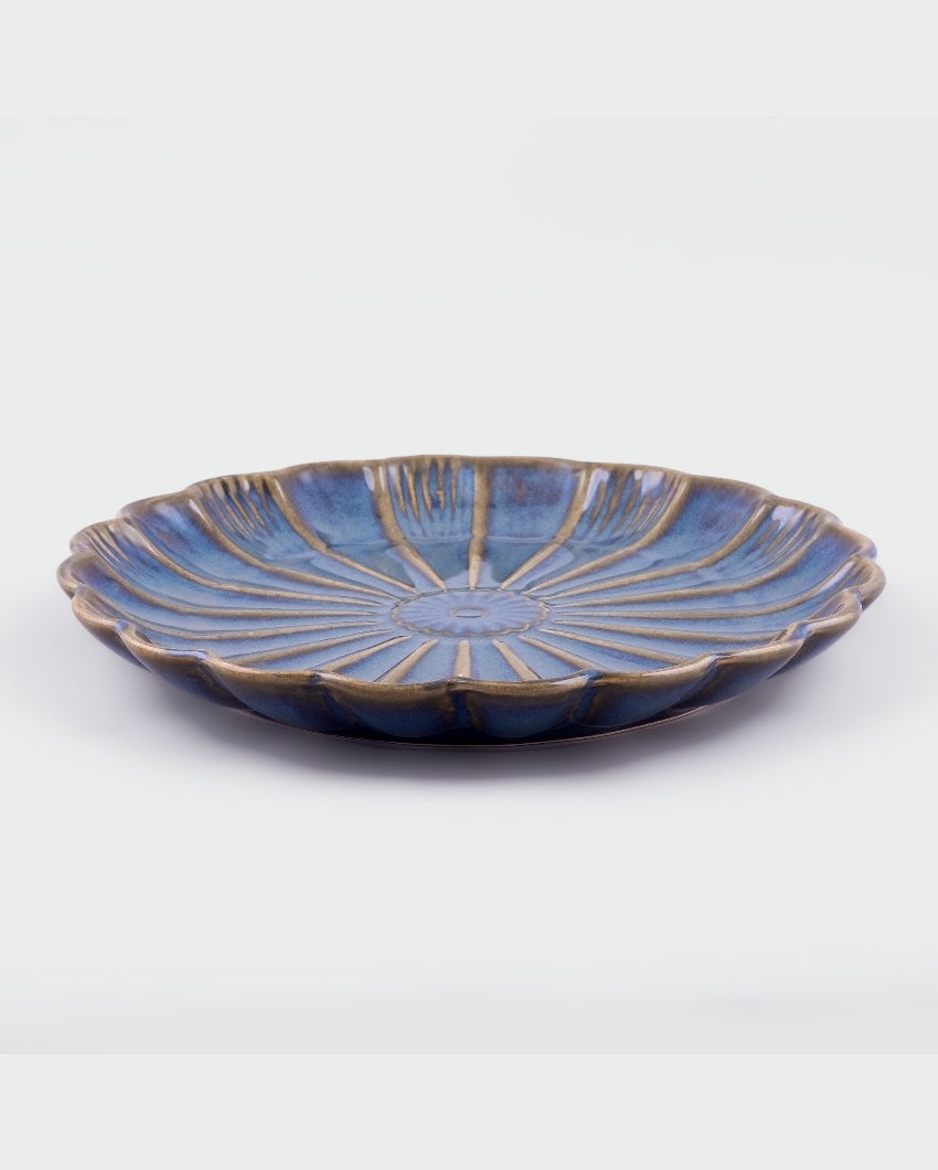 Elegant Blue Ceramic Dinner Plates | 7 inches