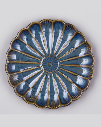 Elegant Blue Ceramic Dinner Plates | 7 inches