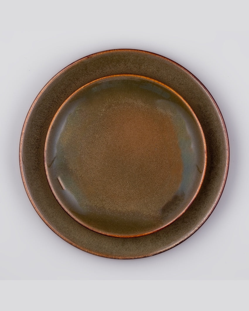 Rich Brown Ceramic Dinner Plates | Pack of 2