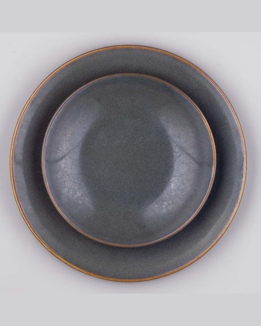 Stylish Dark Grey Ceramic Dinner Plates | Pack of 2