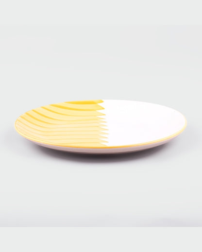 Lively Yellow & White Ceramic Dinner Plates