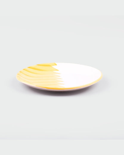 Lively Yellow & White Ceramic Dinner Plates