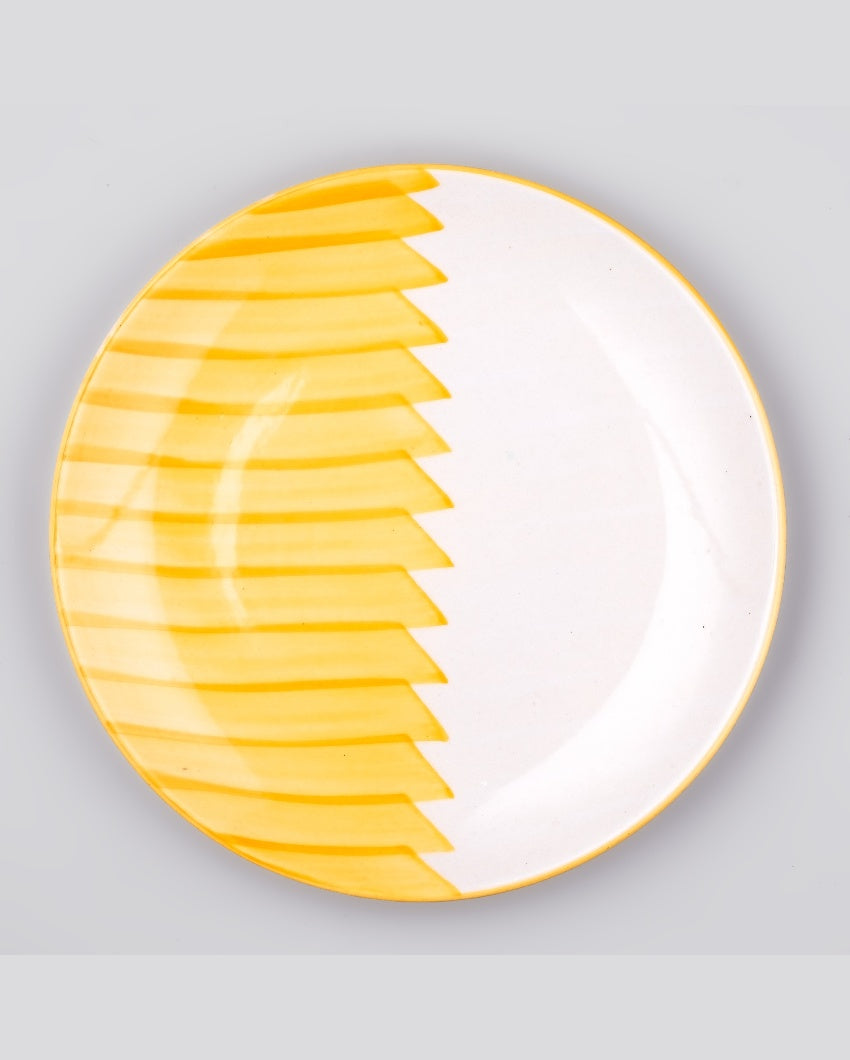 Lively Yellow & White Ceramic Dinner Plates