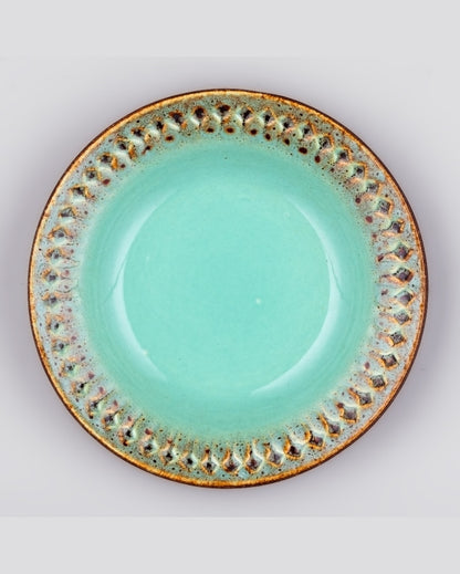 Organic Green Ceramic Dinner Plates | 7 inches