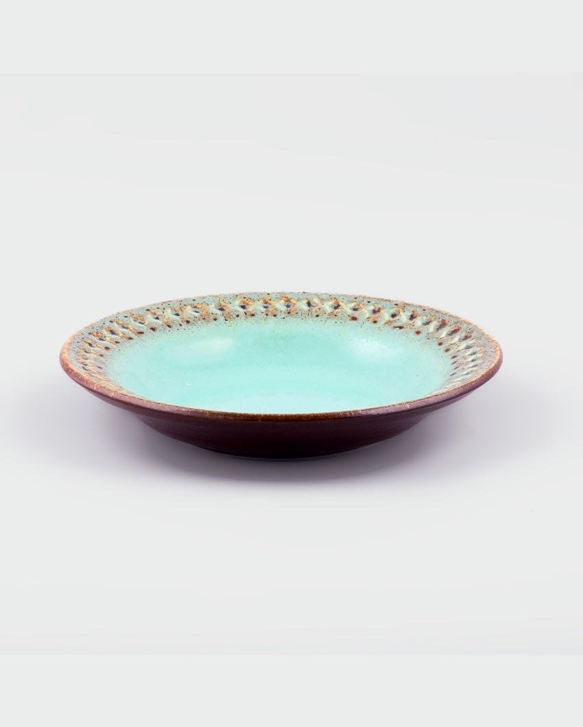 Organic Green Ceramic Dinner Plates | 7 inches