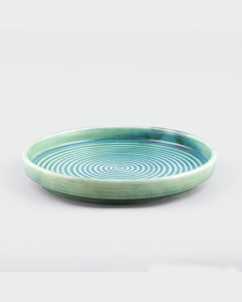 Earthy Green Ceramic Dinner Plates | 9 inches