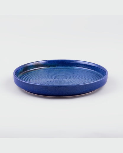 Refined Blue Ceramic Dinner Plates | 9 inches