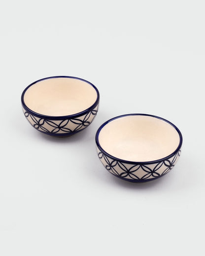 Stylish Potter Blue Ceramic Serving Bowls | 4 x 2 inches | 200ml