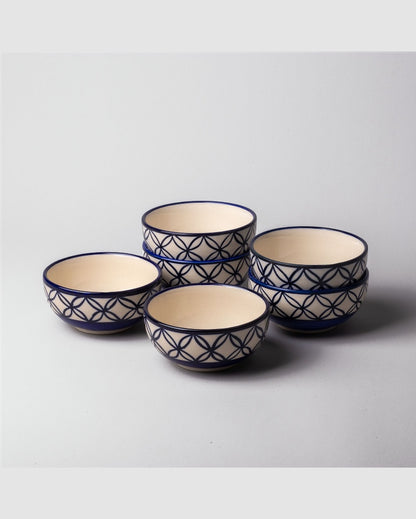 Stylish Potter Blue Ceramic Serving Bowls | 4 x 2 inches | 200ml