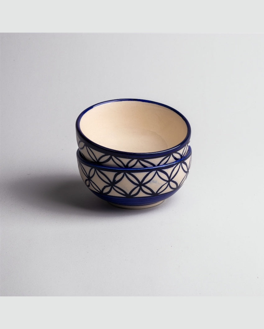 Stylish Potter Blue Ceramic Serving Bowls | 4 x 2 inches | 200ml