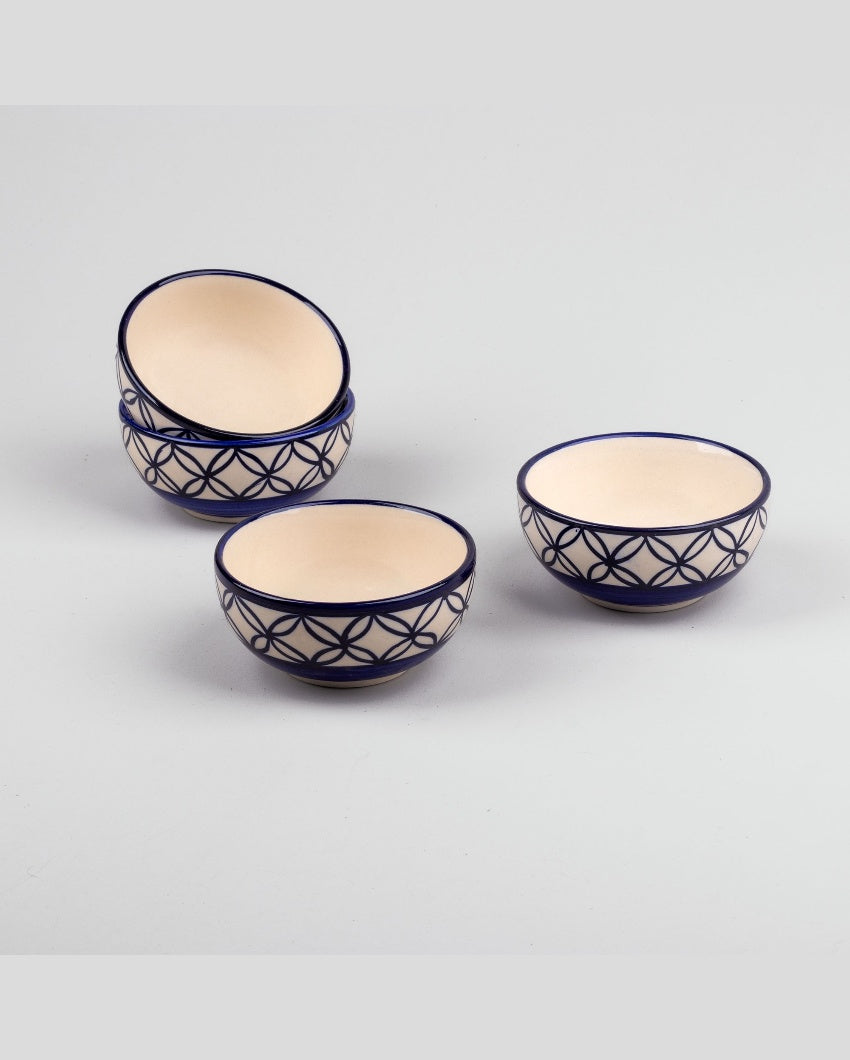 Stylish Potter Blue Ceramic Serving Bowls | 4 x 2 inches | 200ml