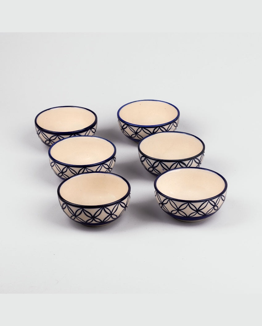 Stylish Potter Blue Ceramic Serving Bowls | 4 x 2 inches | 200ml