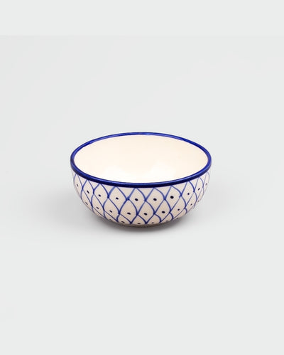 Refined Blue & Beige Ceramic Serving Bowls | 4 x 2 inches | 200ml