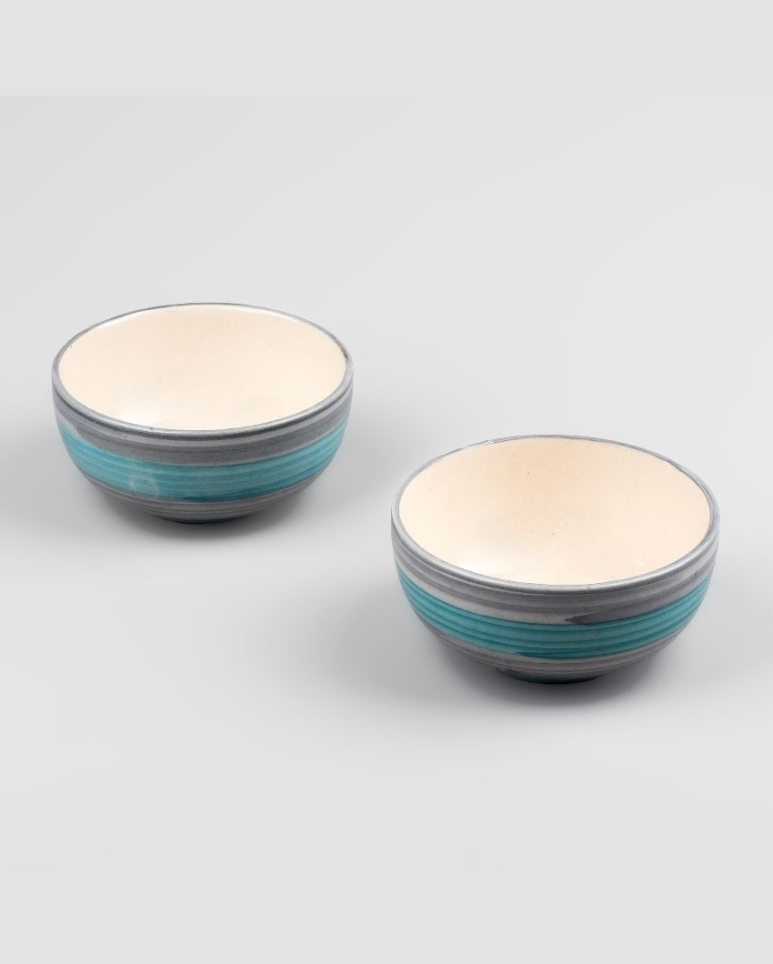 Chic Sea Green & Grey Ceramic Serving Bowls | 4 x 2 inches | 200ml