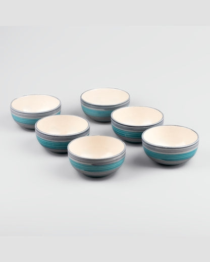 Chic Sea Green & Grey Ceramic Serving Bowls | 4 x 2 inches | 200ml