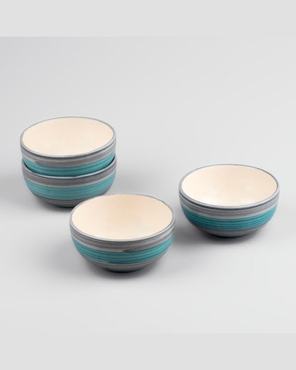 Chic Sea Green & Grey Ceramic Serving Bowls | 4 x 2 inches | 200ml