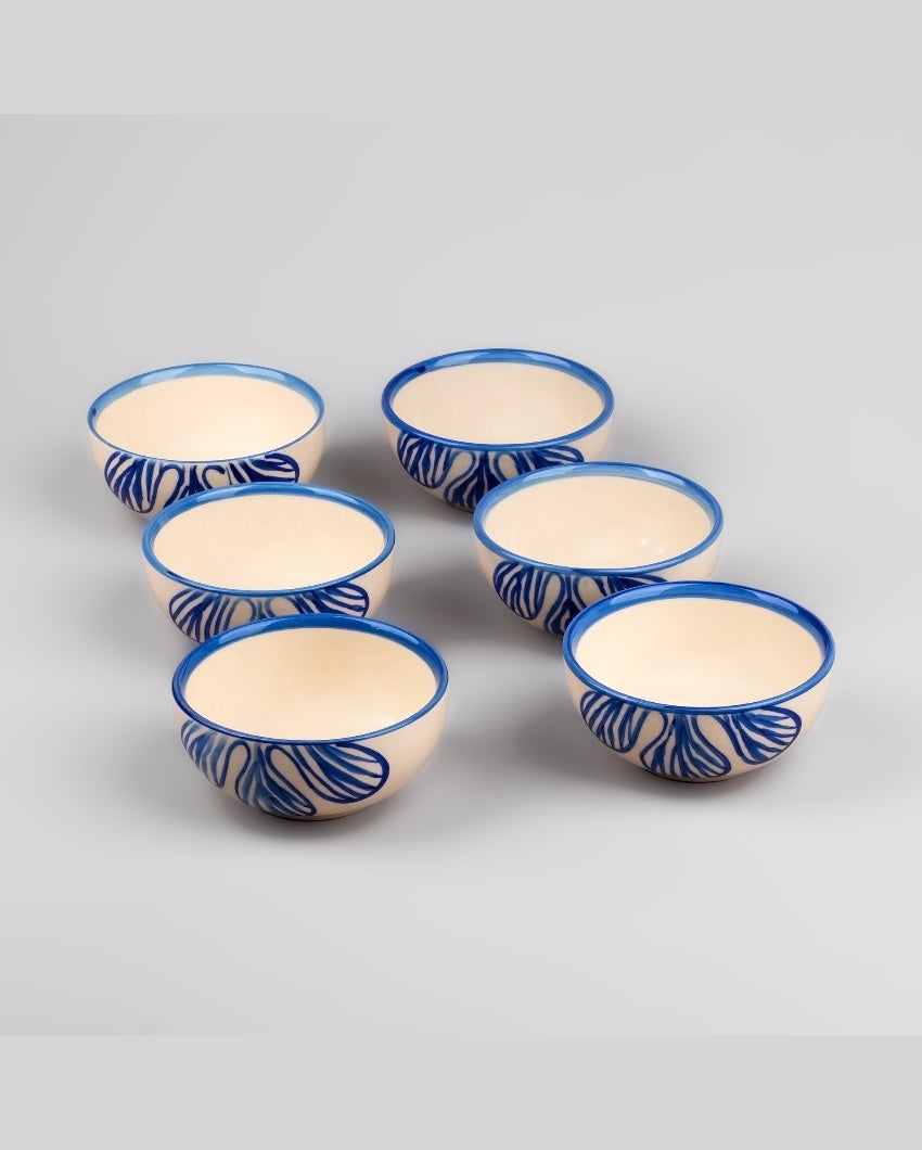 Classic Beige & Yellow Ceramic Serving Bowls | 4 x 2 inches | 160ml