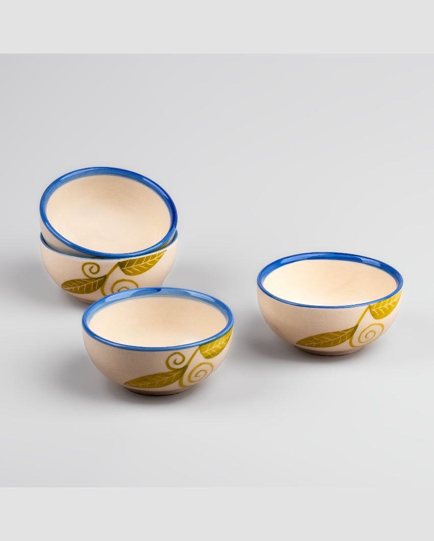 Classic Beige & Yellow Ceramic Serving Bowls | 4 x 2 inches | 160ml