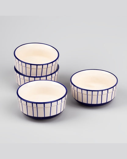 Minimalist Blueline Ceramic Serving Bowls | 4 x 2 inches | 300ml