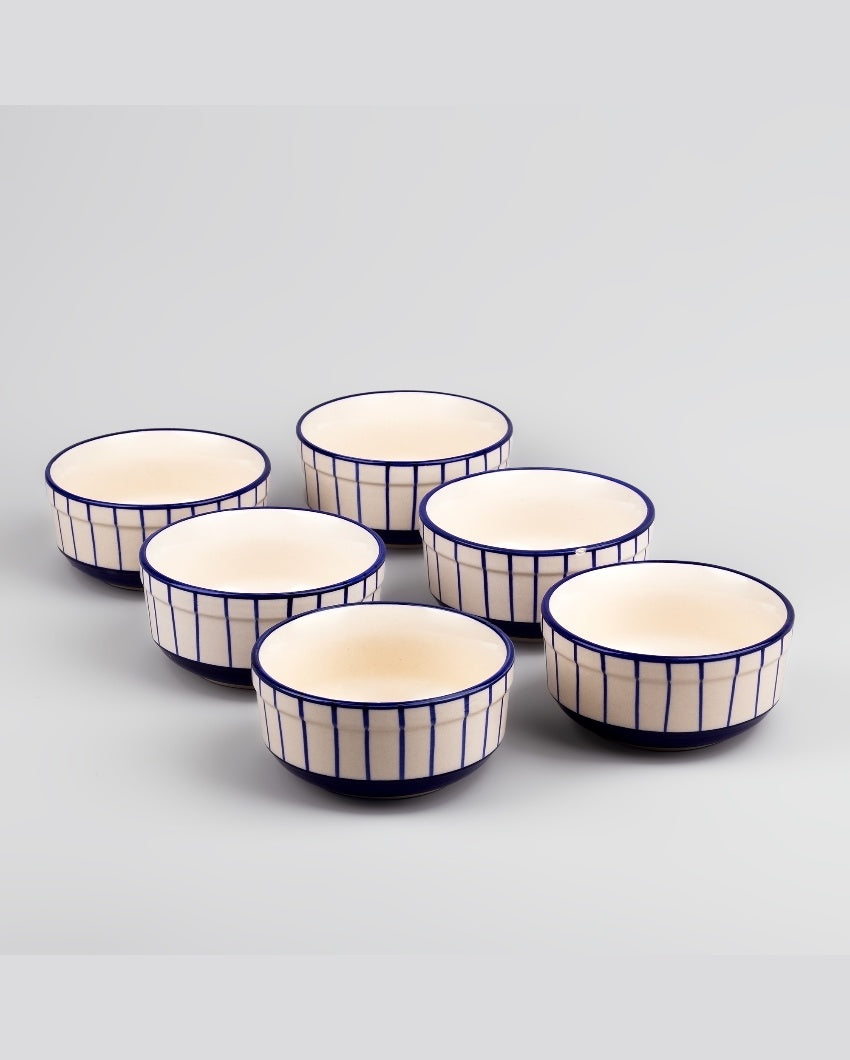 Minimalist Blueline Ceramic Serving Bowls | 4 x 2 inches | 300ml