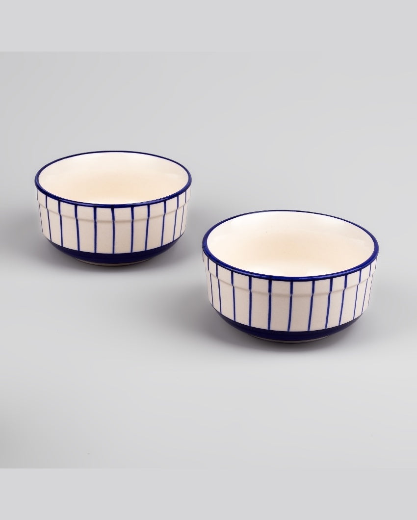 Minimalist Blueline Ceramic Serving Bowls | 4 x 2 inches | 300ml