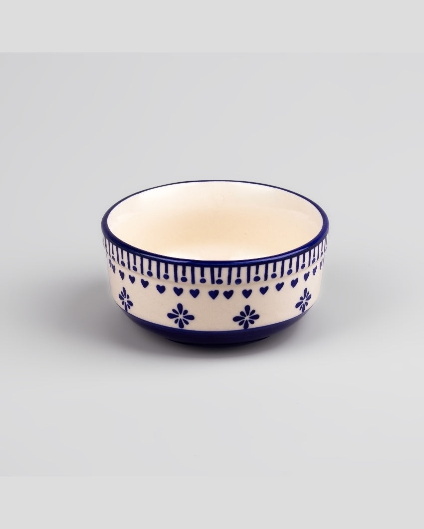 Elegant White & Blue Ceramic Serving Bowls | 4 x 2 inches | 300ml