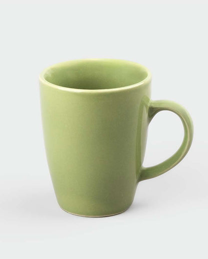 Sleek Elegant Matte Green Ceramic Coffee Mugs | Set of 2 | 3 x 4 inches | 300ml