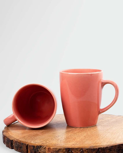 Chic Blush Pink Ceramic Coffee Mugs | Set of 2 | 3 x 4 inches | 300ml