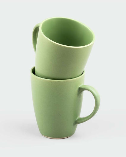 Vibrant Touch Green Ceramic Coffee Mug | 3 x 4 inches | 350ml