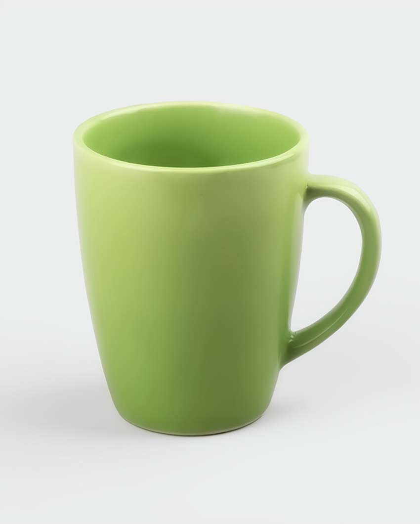 Stylish Modern Green Ceramic Coffee Mugs | Set of 2 | 3 x 4 inches | 350ml