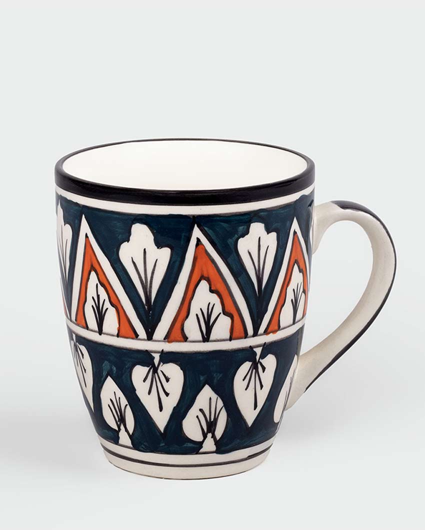 Charming Artistic Floral Multicolor Pattern Ceramic Coffee Mugs | Set of 2 | 3 x 4 inches | 350ml