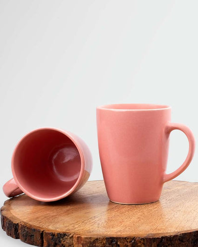 Soft Pastel Light Pink Ceramic Coffee Mugs | Set of 2 | 3 x 4 inches | 300ml