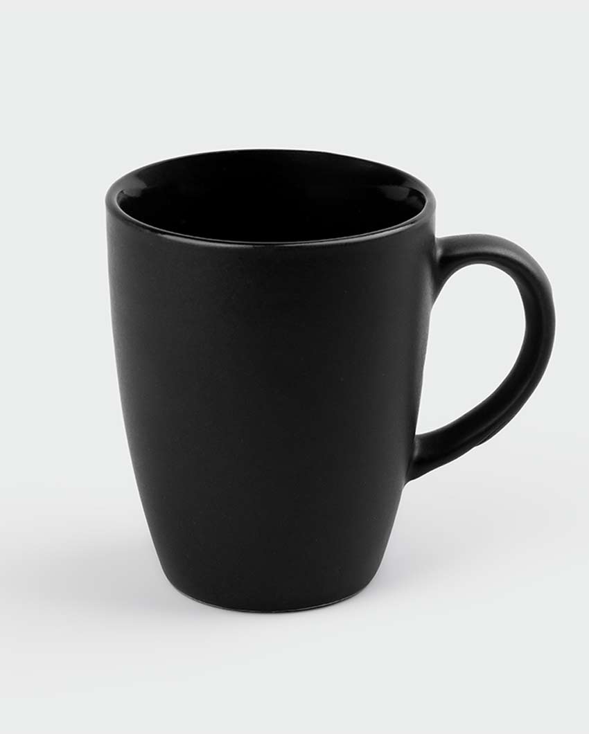 Classic Timeless Black Ceramic Coffee Mugs | Set of 2 | 3 x 4 inches | 300ml