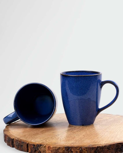 Midnight Glow Blue Ceramic Coffee Mugs | Set of 2 | 3 x 4 inches | 300ml