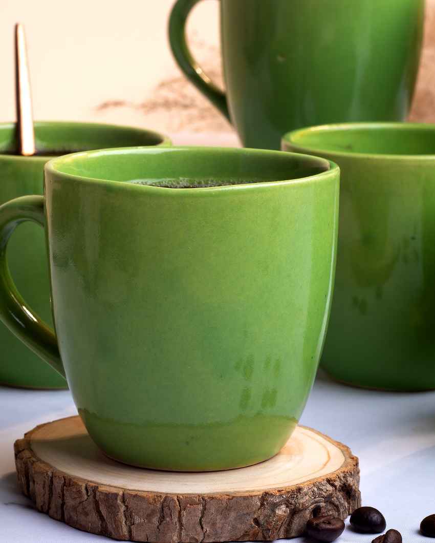 Earthy Green Ceramic Tea Cups | 3 x 3 inches | 200ml