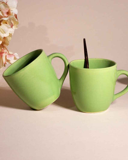 Earthy Green Ceramic Tea Cups | 3 x 3 inches | 200ml