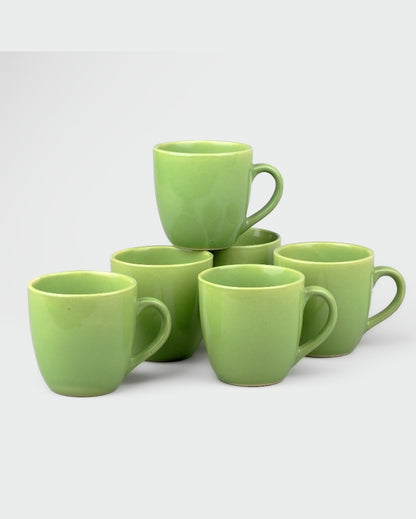 Earthy Green Ceramic Tea Cups | 3 x 3 inches | 200ml