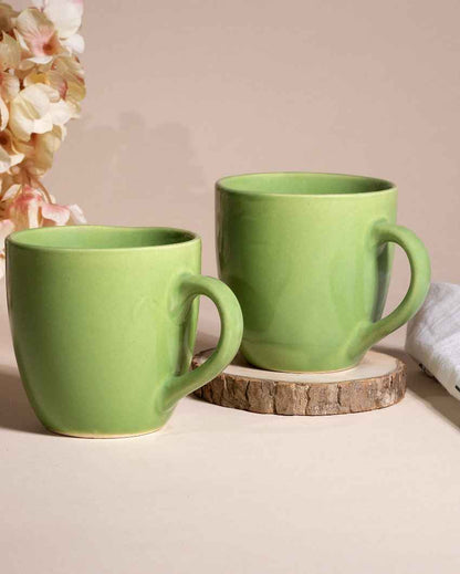 Earthy Green Ceramic Tea Cups | 3 x 3 inches | 200ml