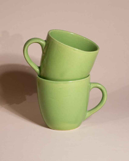 Earthy Green Ceramic Tea Cups | 3 x 3 inches | 200ml