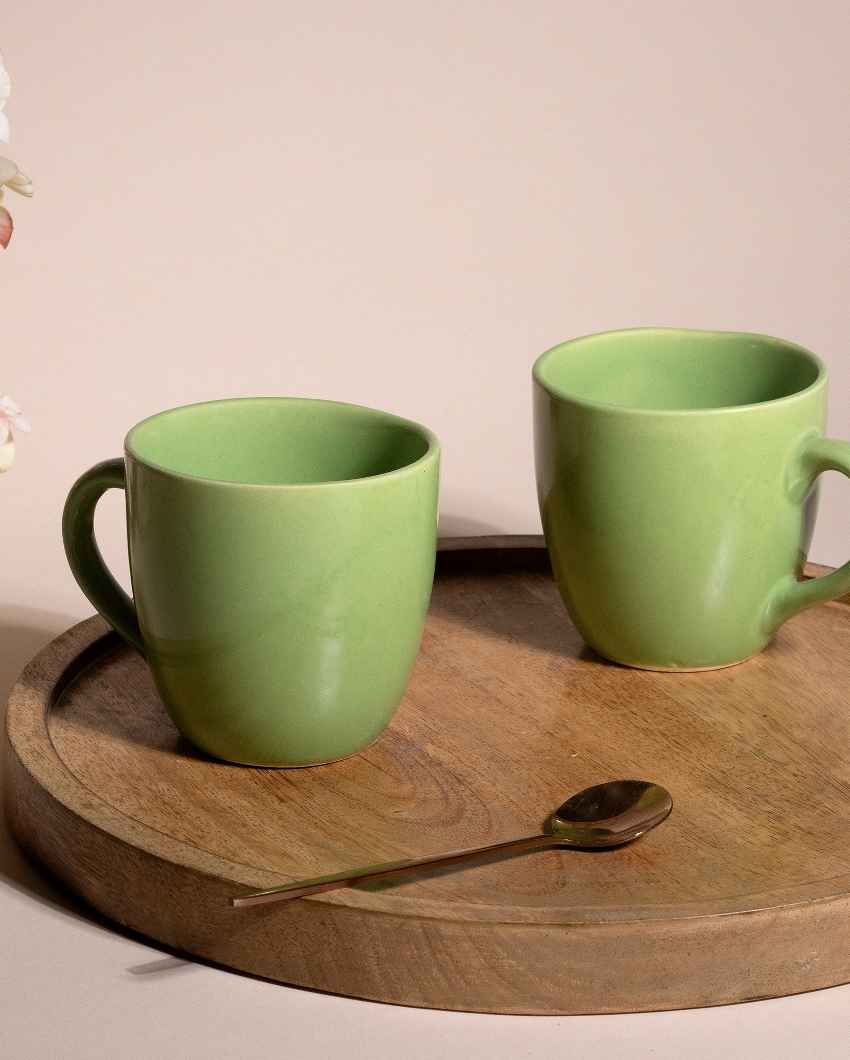 Earthy Green Ceramic Tea Cups | 3 x 3 inches | 200ml