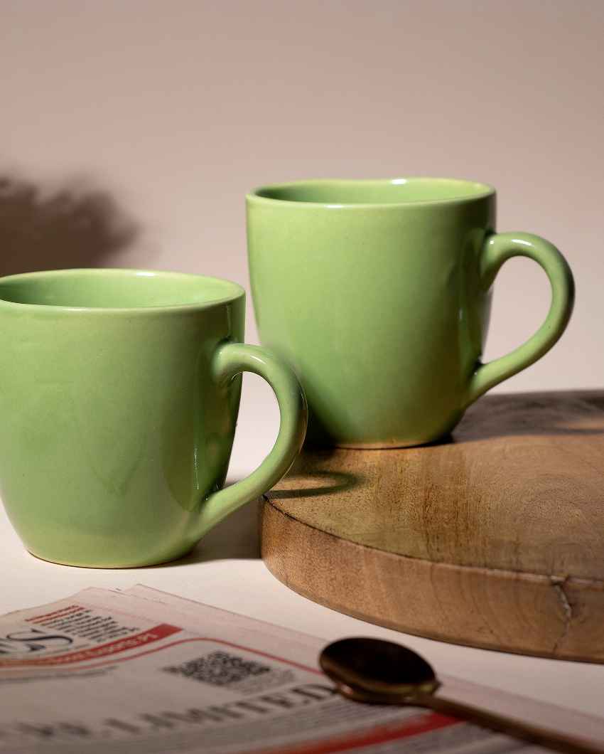 Earthy Green Ceramic Tea Cups | 3 x 3 inches | 200ml