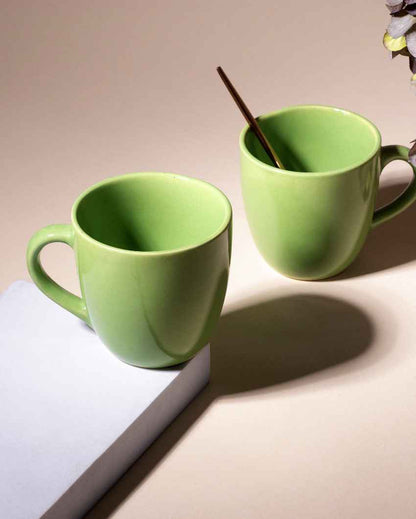 Earthy Green Ceramic Tea Cups | 3 x 3 inches | 200ml