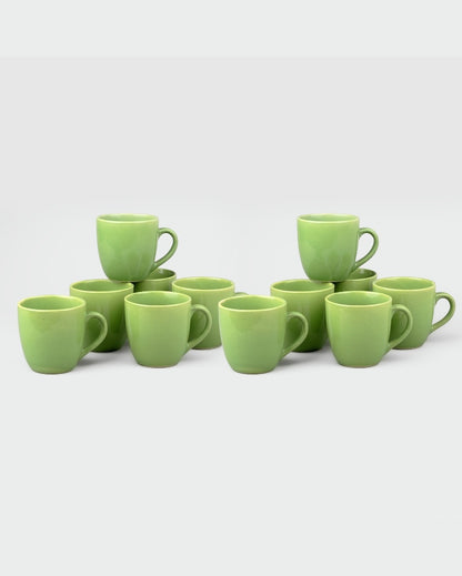 Earthy Green Ceramic Tea Cups | 3 x 3 inches | 200ml