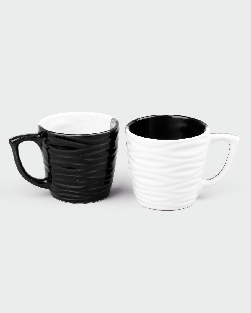 Rustic Brown & White Ceramic Tea Cups | 3 x 3 inches | 200ml