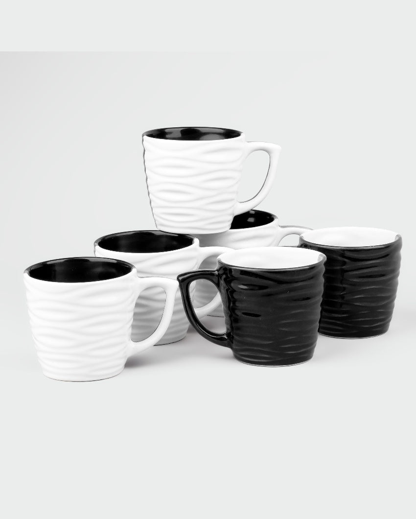 Rustic Brown & White Ceramic Tea Cups | 3 x 3 inches | 200ml