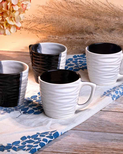 Rustic Brown & White Ceramic Tea Cups | 3 x 3 inches | 200ml